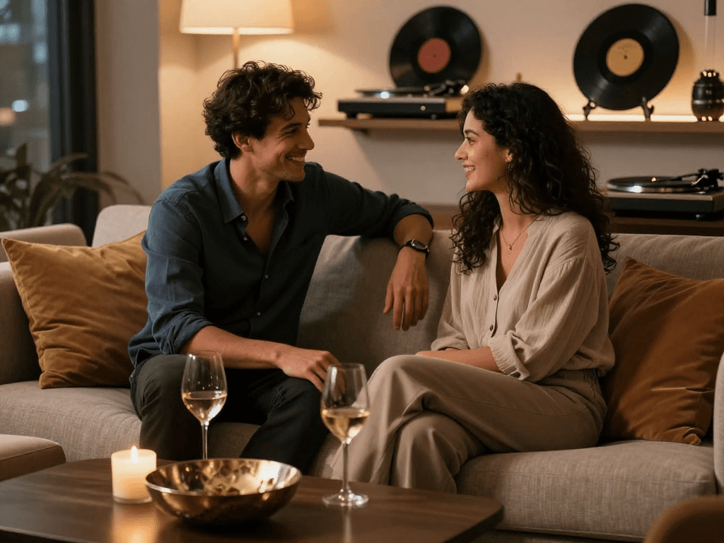Couple enjoying a cozy romantic evening, embodying the essence of sex ai in modern companionship.