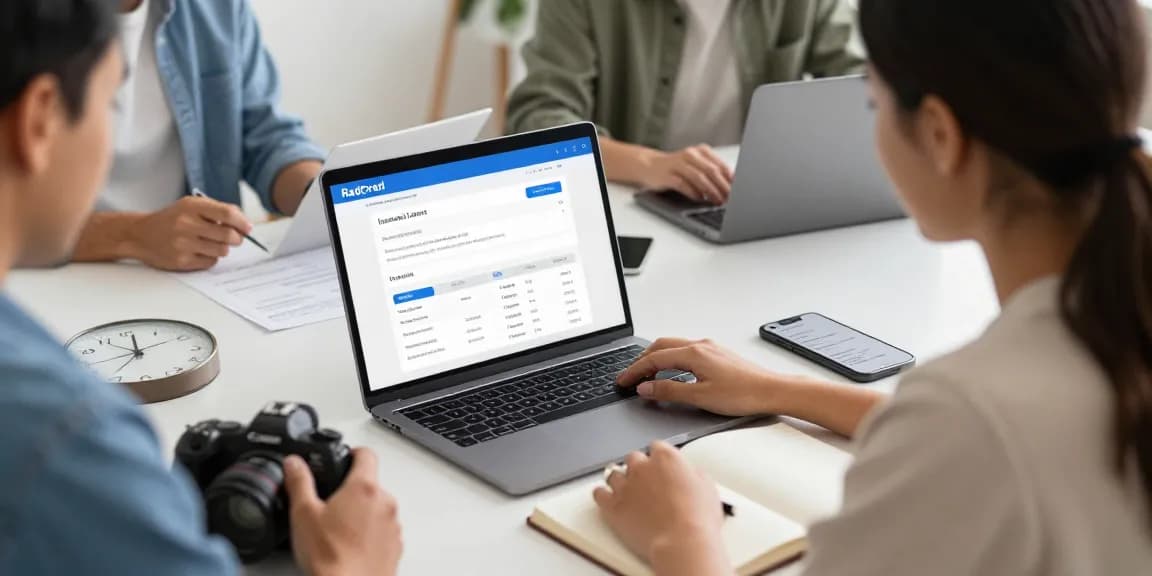 Individuals exploring loan options at https://radcred.com in a supportive financial services workspace.