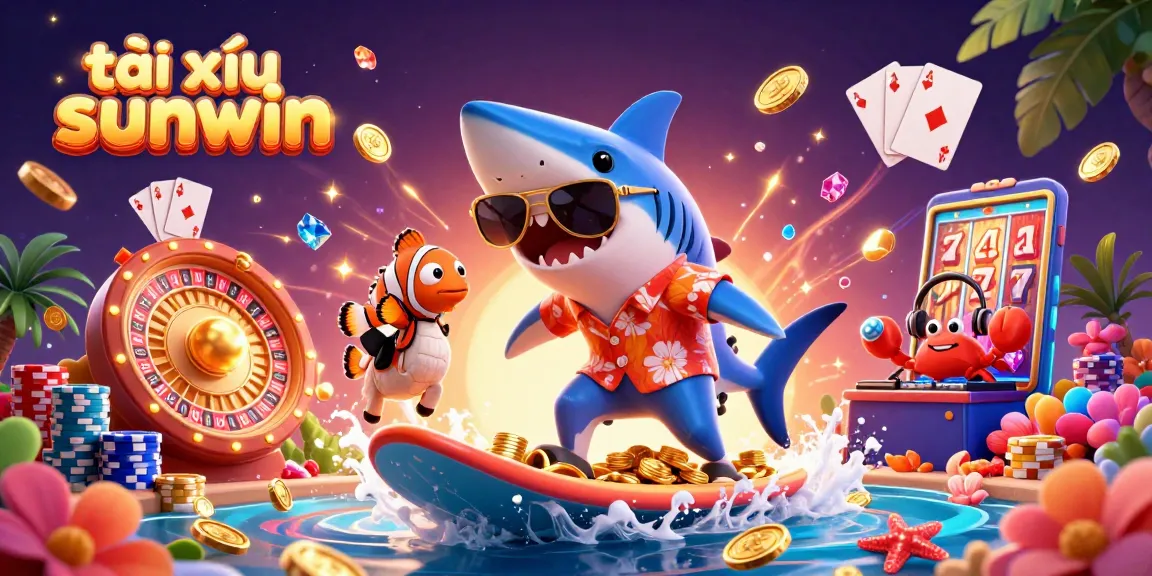 Engage with tài xỉu sunwin in an energetic, vibrant 3D casino scene filled with exciting elements.