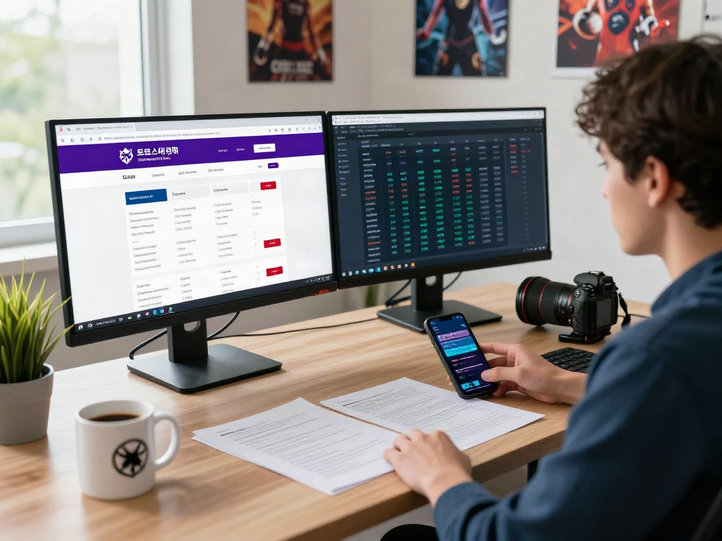 토토사이트 검증 먹튀스팟 user analyzing safety metrics in a modern workspace.