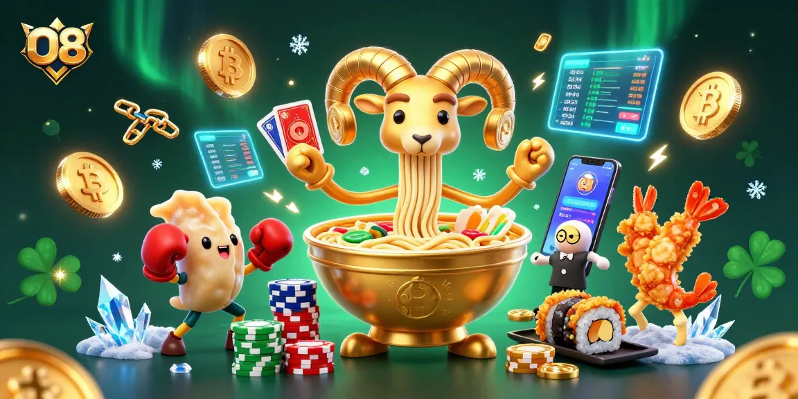 Engage with O8's casino experience featuring vibrant 3D characters and dazzling crypto elements.