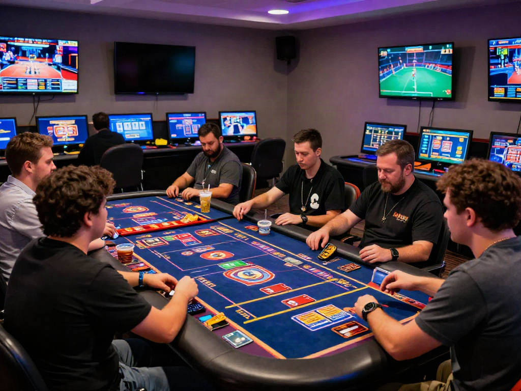 Players enjoying a lively game at casinos that accept credit cards, showcasing excitement and modern gaming technology.
