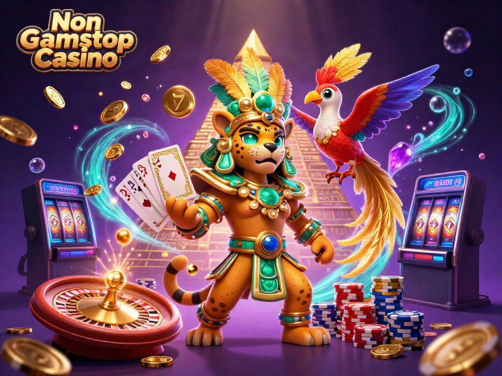 Experience the thrill of Non Gamstop Casino with vibrant 3D characters and gaming elements.