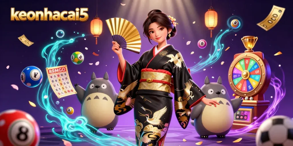 Engage with keonhacai5 to explore dynamic sports betting elements in a vibrant casino scene.