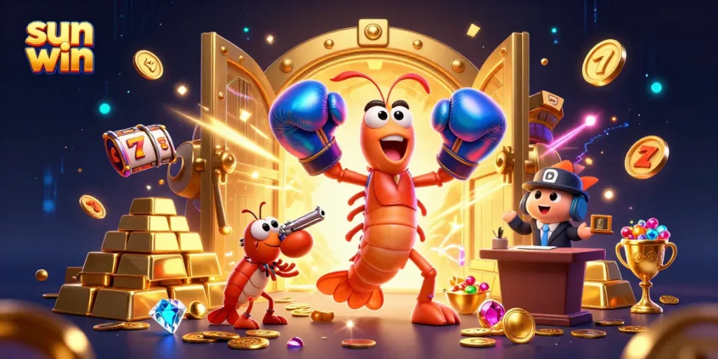 Play and win at "sun win" with vibrant casino elements in a 3D animated illustration.