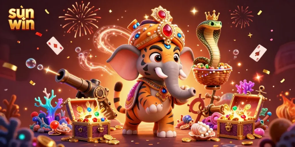 Experience the thrill of sun win with a vibrant 3D casino scene showcasing exciting elements of gaming and adventure.